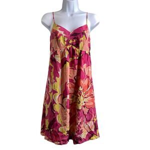 Vintage The Limited Y2K Women's Pink Silk Floral Sundress Size 2 Fairy Feminine